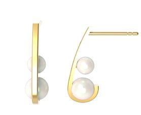 9ct Yellow Gold Double Freshwater Pearl Drop Stud Earrings