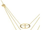 9ct Yellow Gold CZ Circle Pendant With Cross Center
