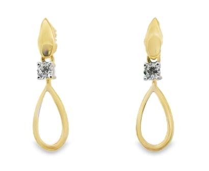 9ct Yellow Gold Heart Drop Earrings with Cubic Zirconia