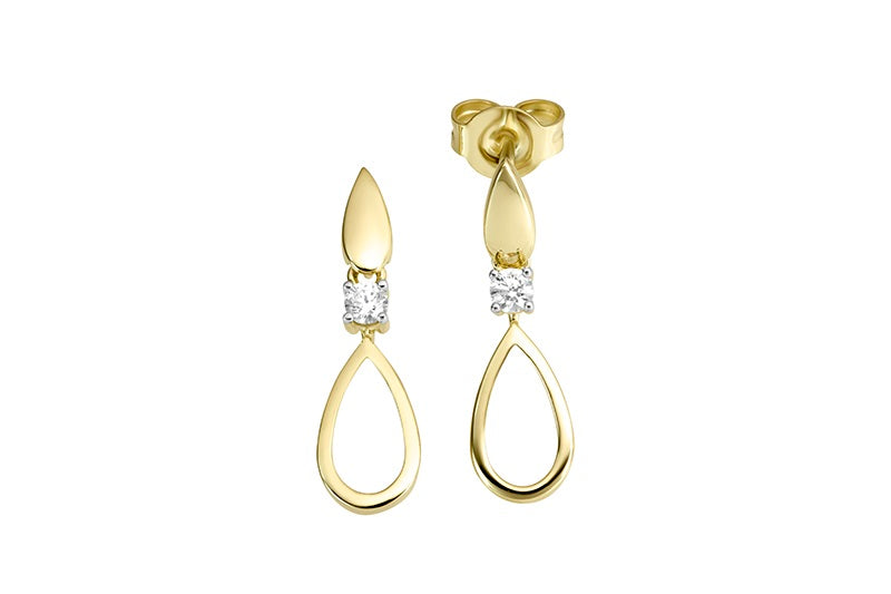 9ct Yellow Gold Pear Drop Cubic Zirconia Earrings