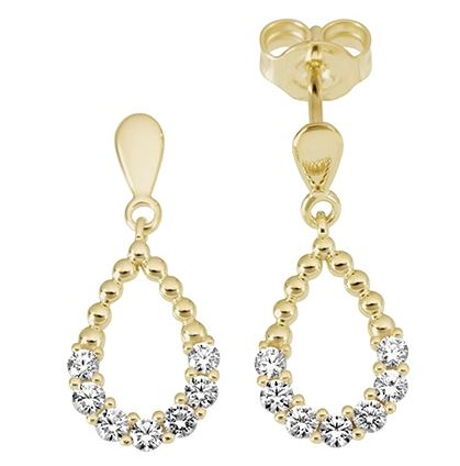 9ct Yellow Gold Circle Drop Stud Earrings