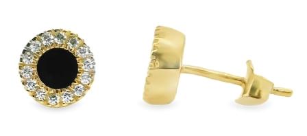 Emerald & CZ Cluster Stud Earrings in 9ct Yellow Gold