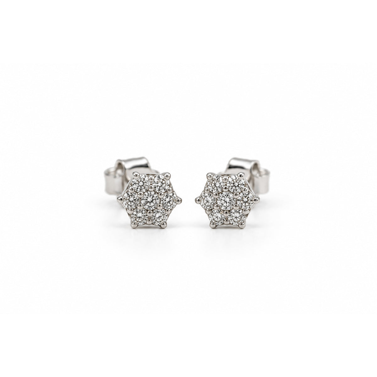 9ct White Gold Diamond Cluster Stud Earrings