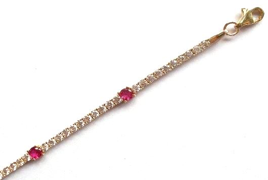 9ct Yellow Gold Created Ruby And CZ Tennis Bracelet