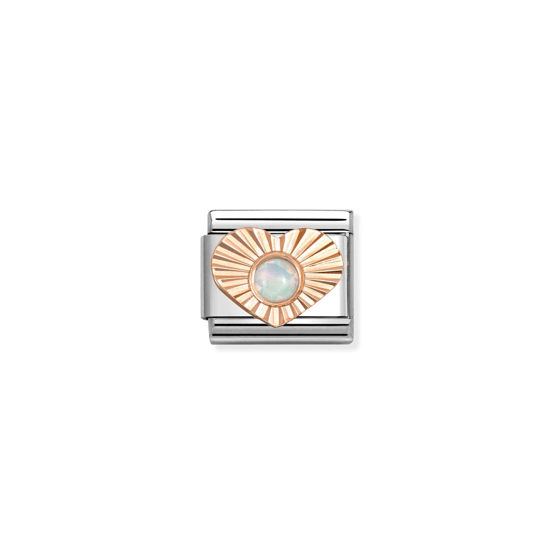 Nomination Composable Classic Diamond Heart & White Opal Charm