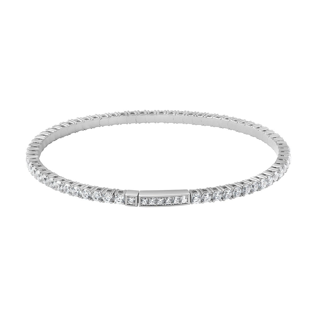 Sterling Silver Cubic Zirconia 2.5mm Tennis Bangle