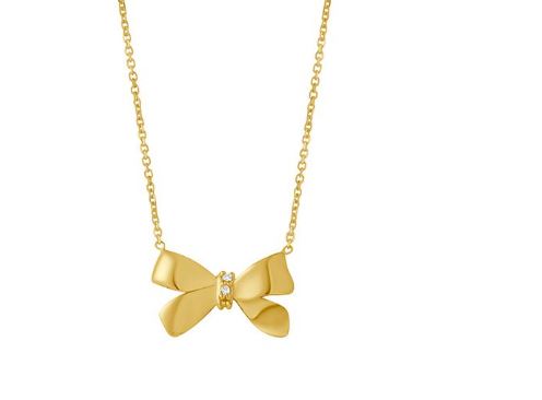 9ct Yellow Gold Cubic Zirconia Bow Necklace