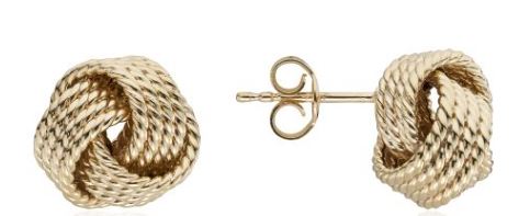 9ct Yellow Gold Beaded Edge Heart Stud Earrings