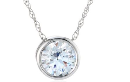 9ct White Gold CZ Rubover Set Necklace