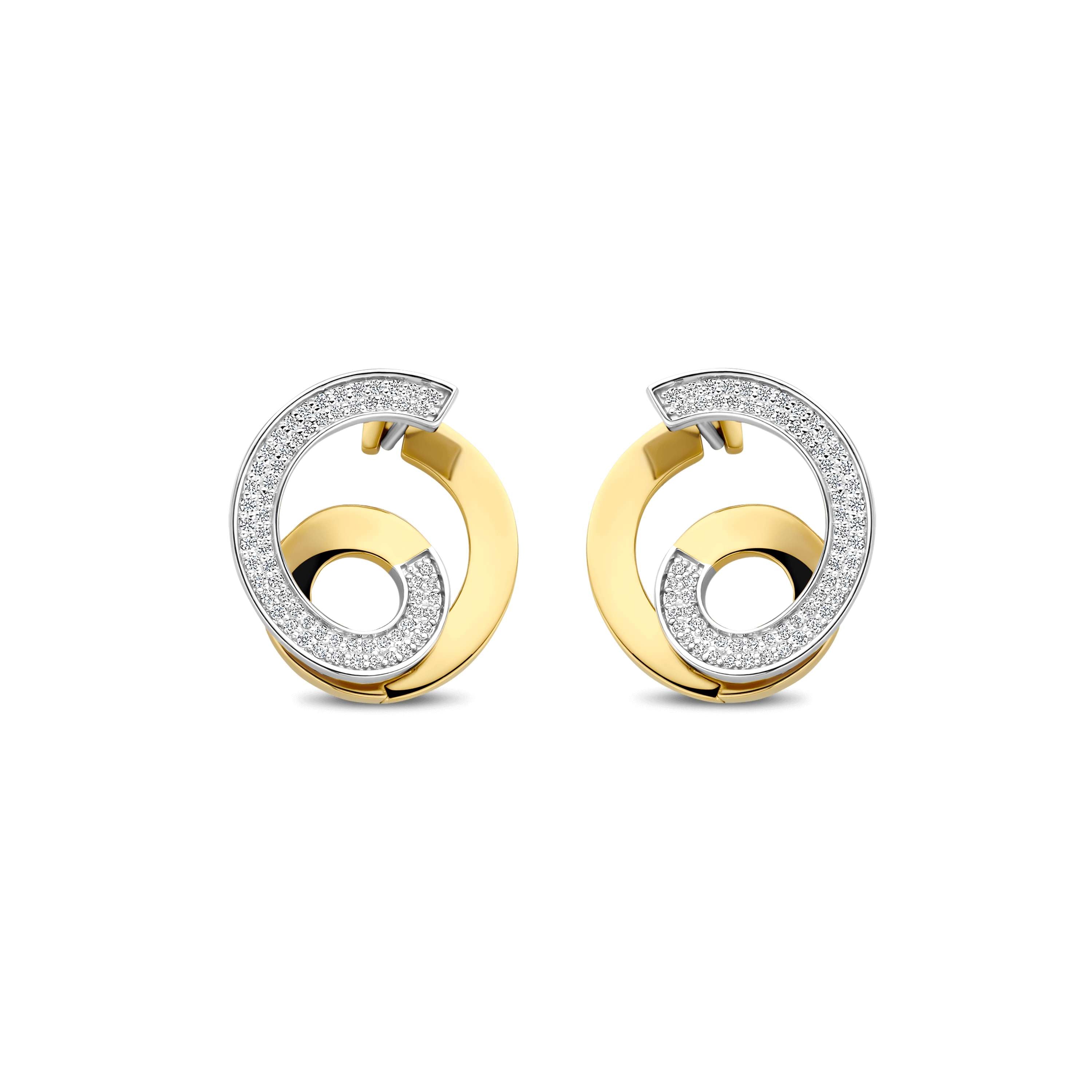 Ti Sento Gold Plated Cubic Zirconia Swirl Earrings