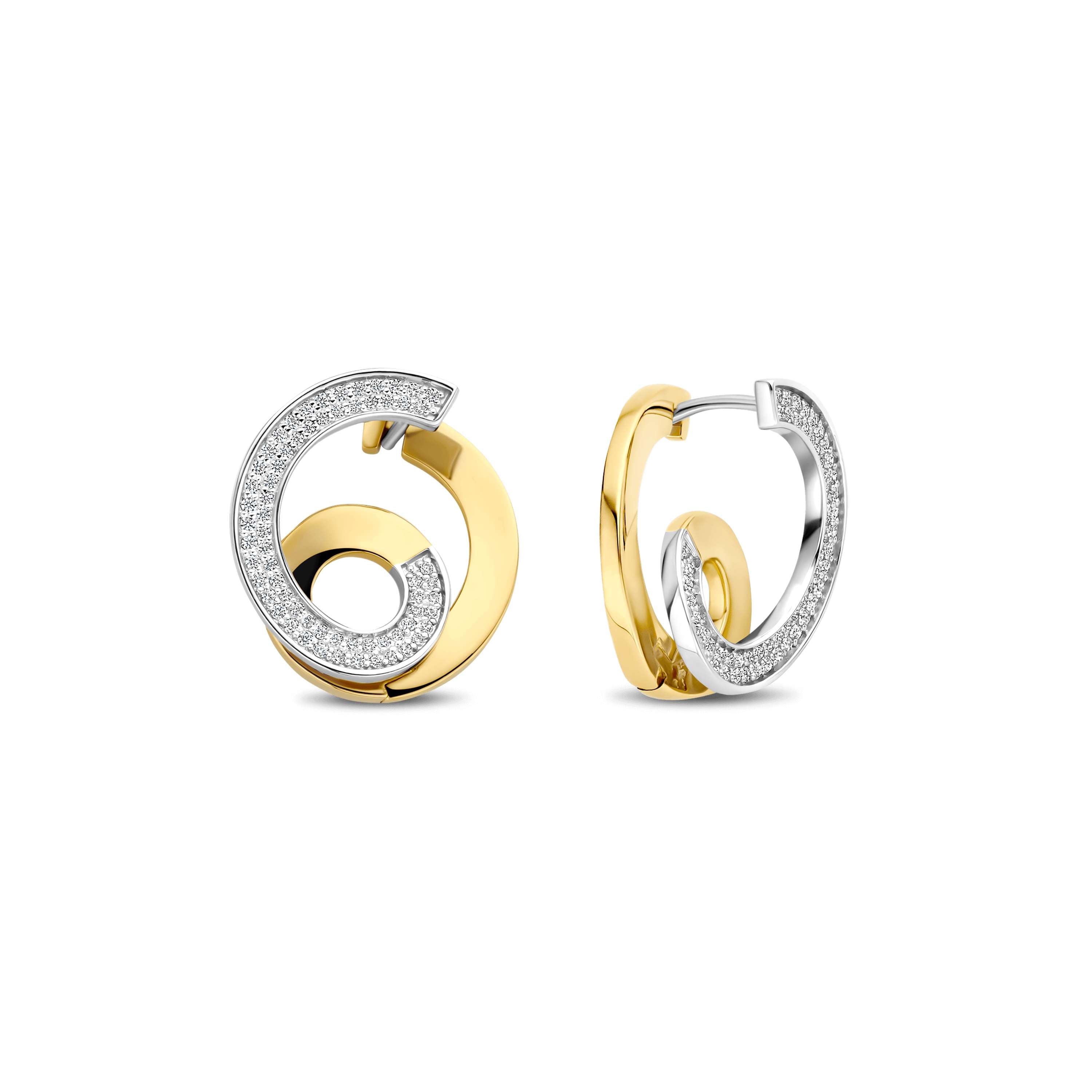 Ti Sento Gold Plated Cubic Zirconia Swirl Earrings