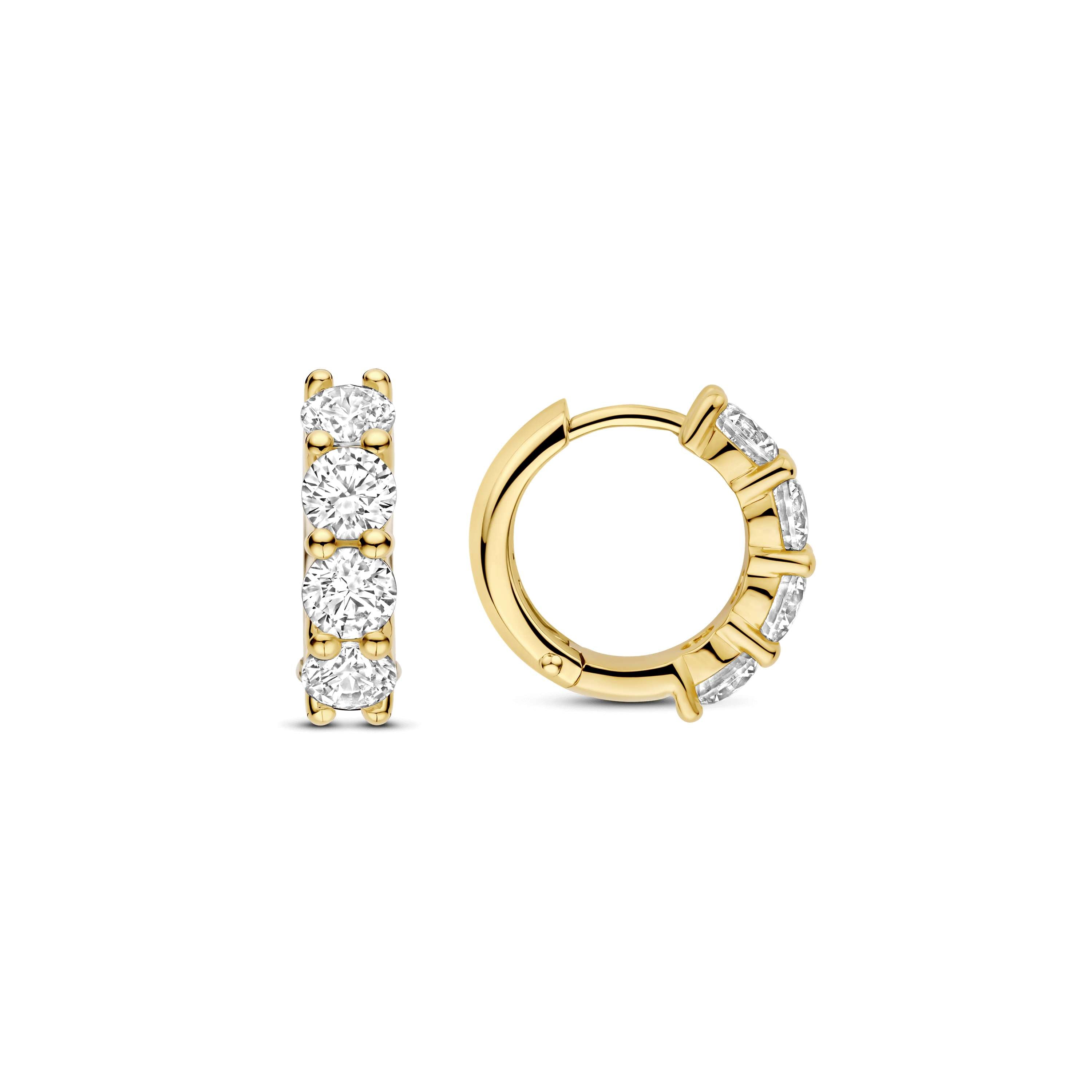 Ti Sento Gold Plated Cubic Zirconia Hoop Earrings 15mm