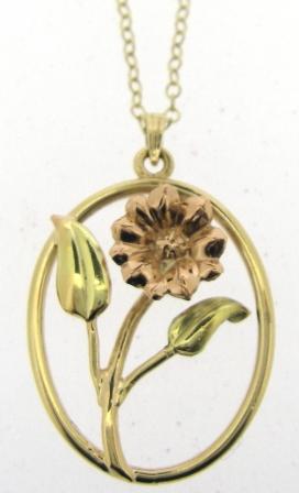 Vintage 9ct Yellow And Rose Gold Flower Pendant