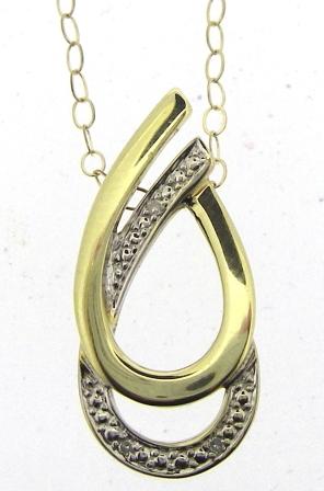 Vintage 9ct Yellow And White Gold Diamond Pendant