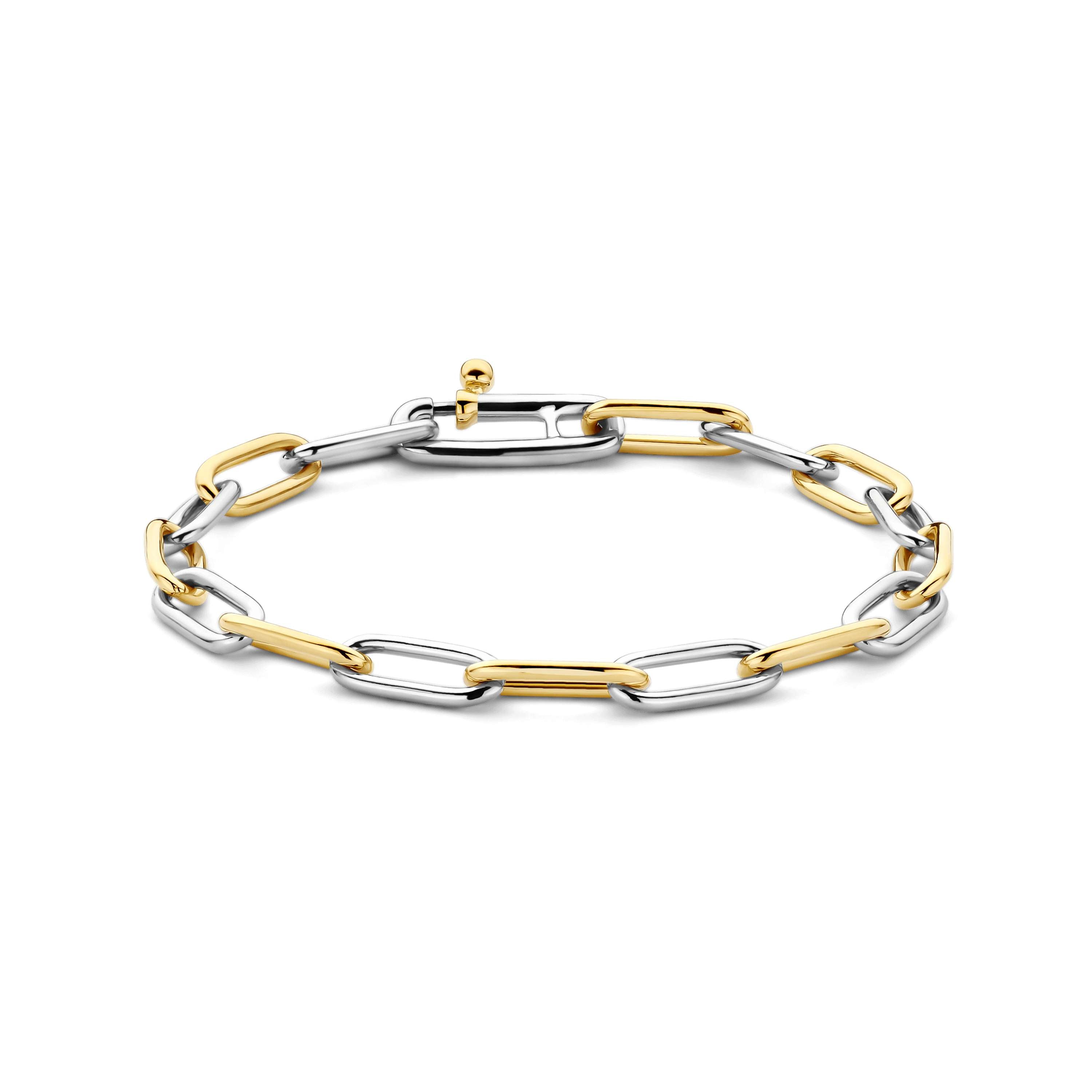 Ti Sento Sterling Silver & Yellow Gold Plated Paper Link Bracelet 17.4cm - M