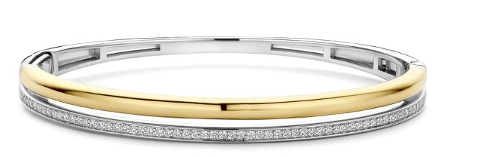 Ti Sento Sterling Silver & Gold Plated Double Row Bangle