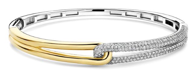 SS/YGP CZ Knot Bangle - M