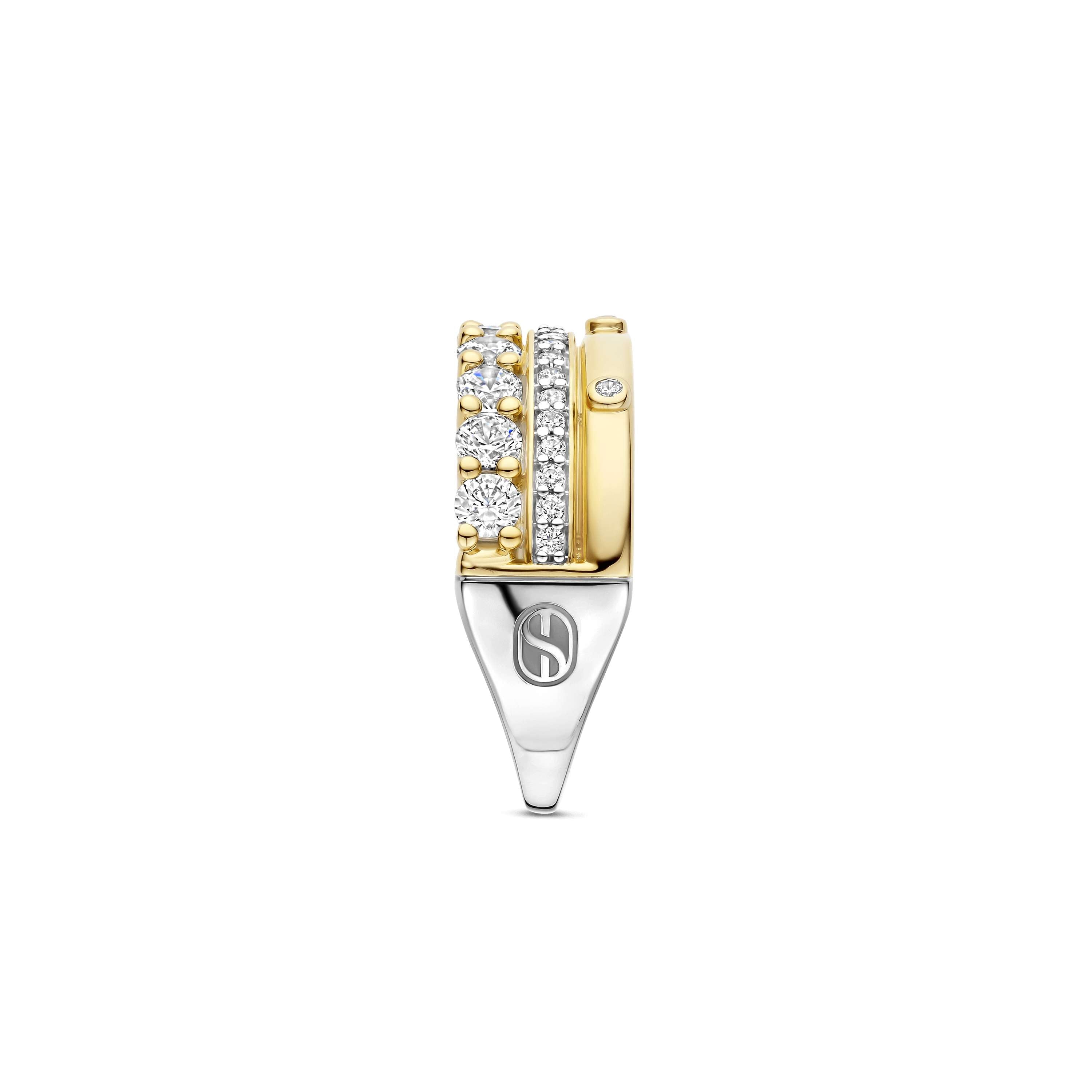 Ti Sento Sterling Silver & Yellow Gold Plated Cubic Zirconia 3 Row Ring (Size 58)