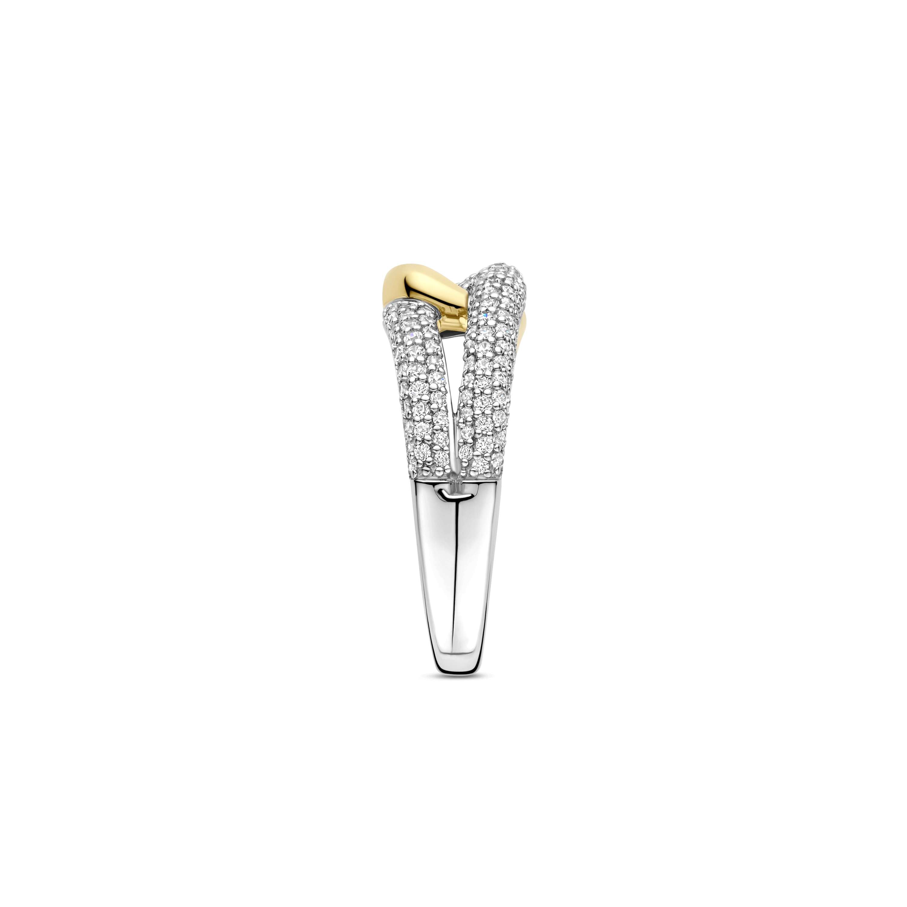 Ti Sento Sterling Silver And Gold Plated Cubic Zirconia Knot Ring - 56