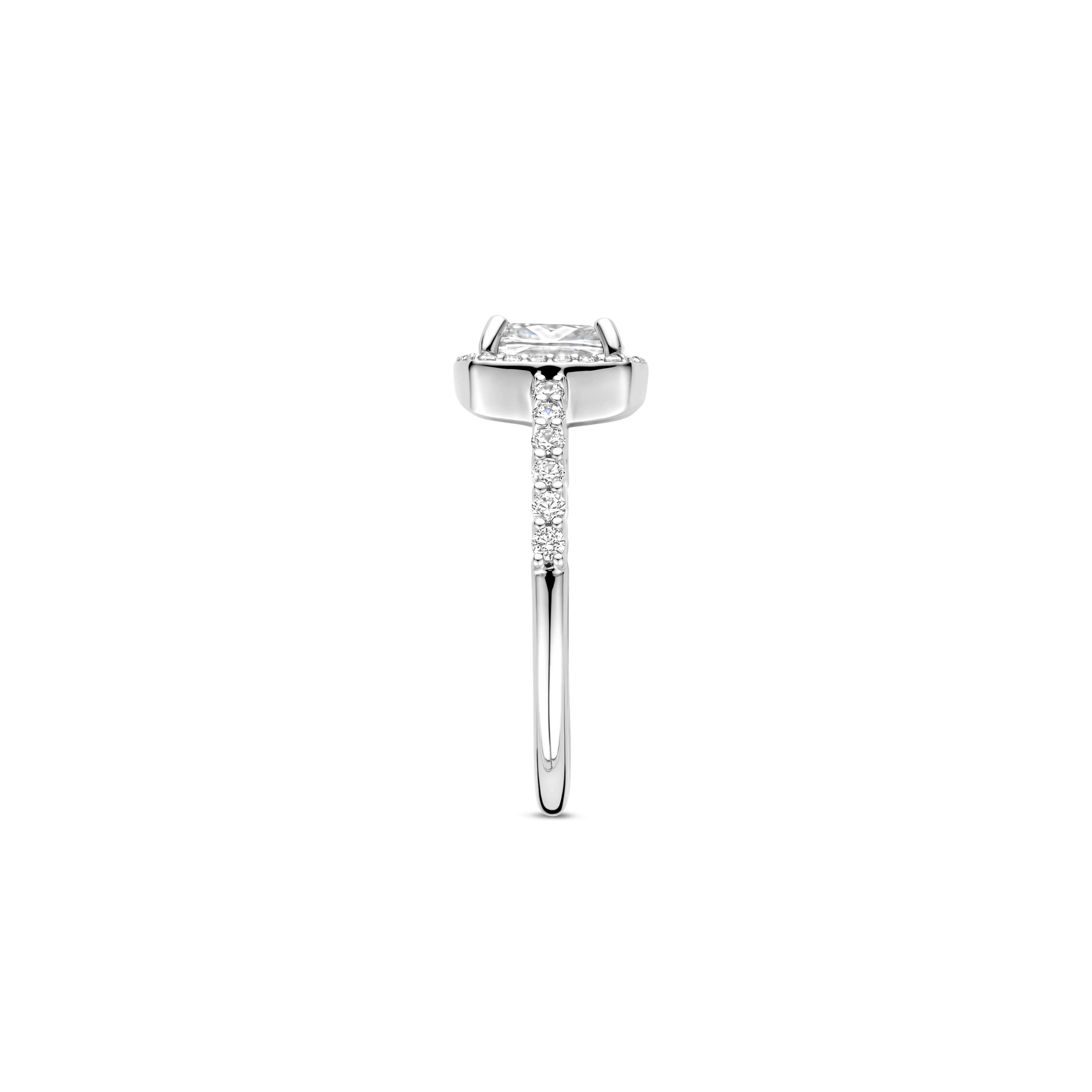 Ti Sento Sterling Silver Cubic Zirconia Cushion Shape Halo Ring - 56