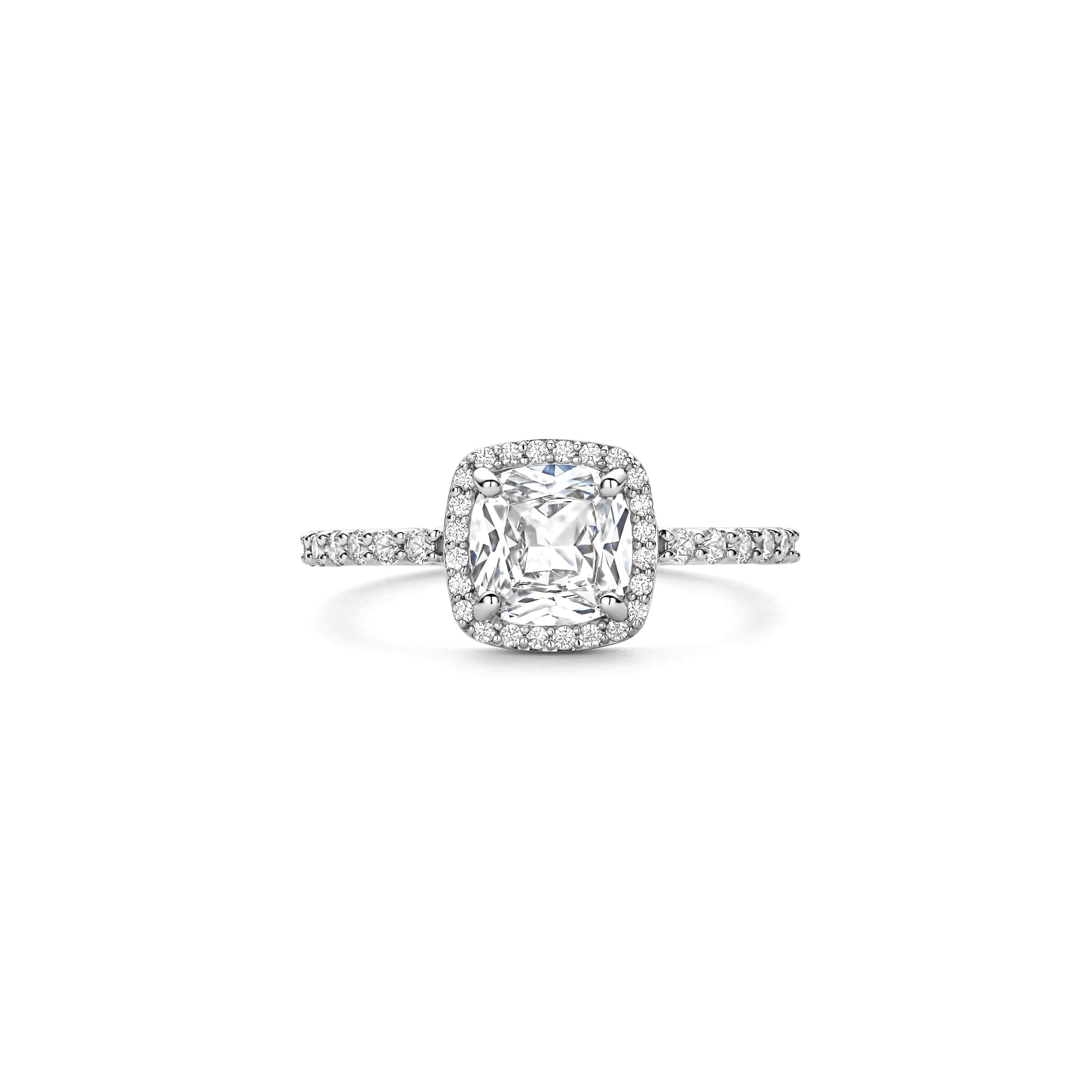 Ti Sento Sterling Silver Cubic Zirconia Cushion Shape Halo Ring - 56