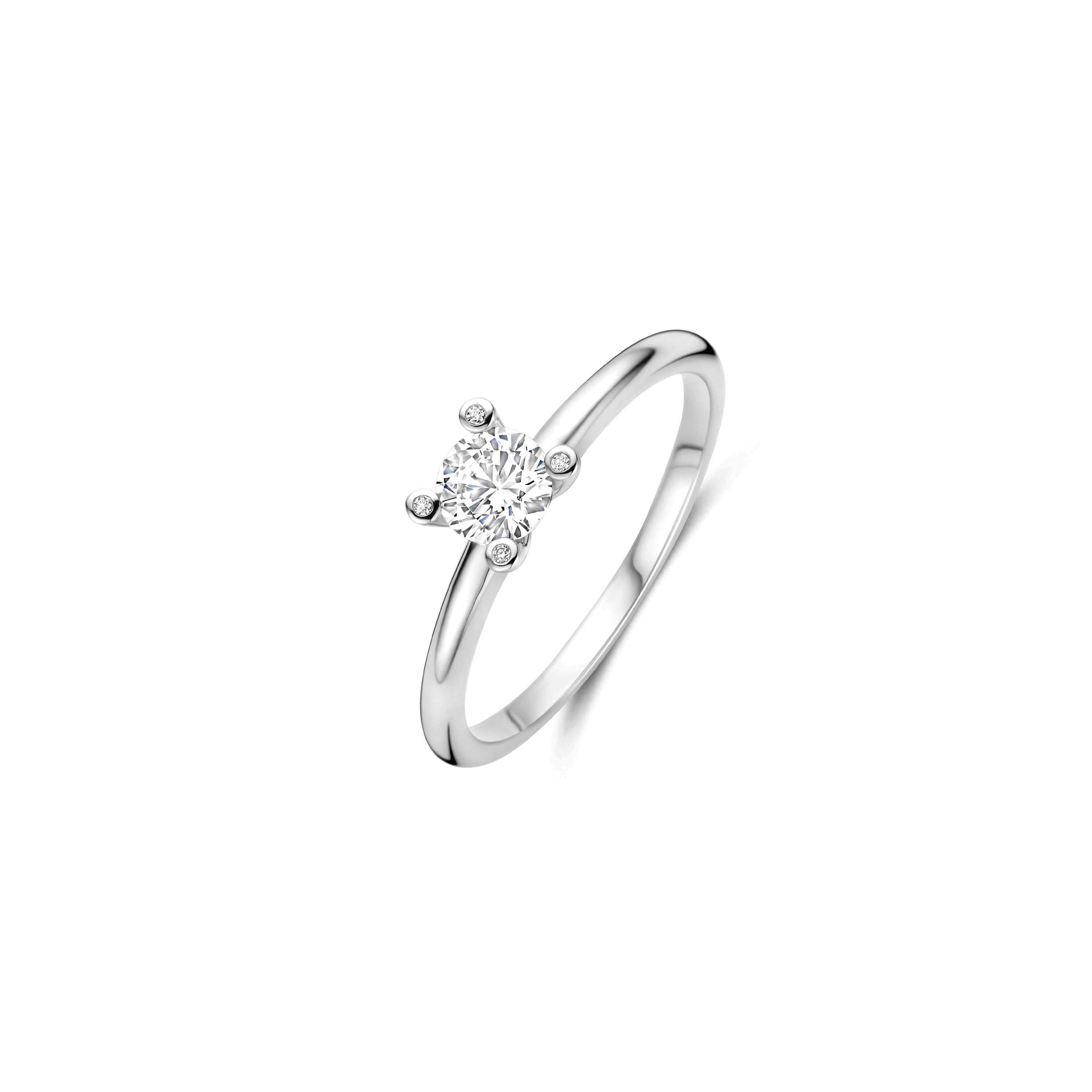 Ti Sento Sterling Silver Round Solitaire Cubic Zirconia Ring (Size 52)