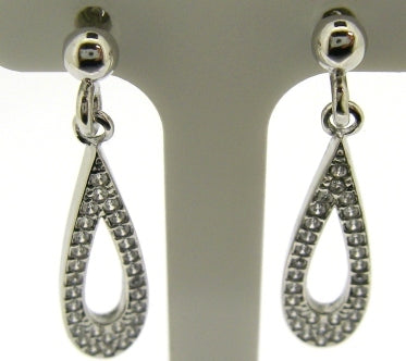 Sterling Silver Teardrop CZ Drop Earrings