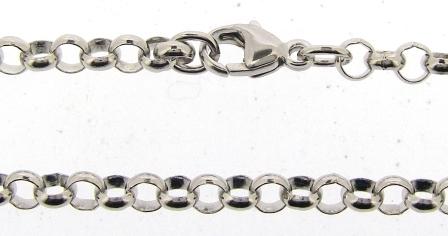 9ct White Gold Round Belcher Link Chain Necklace