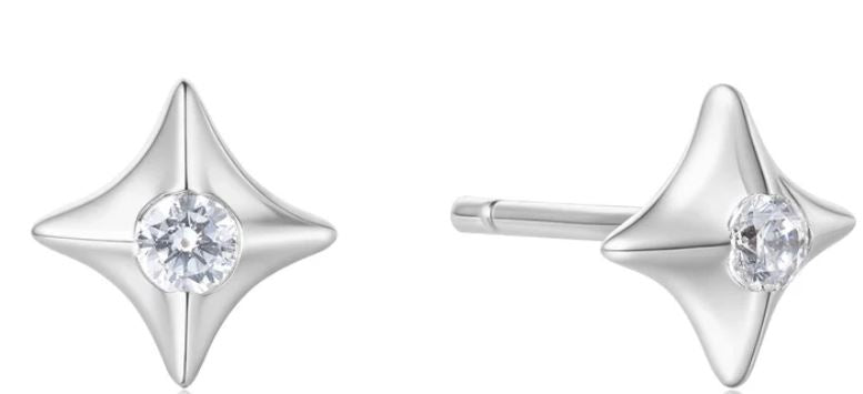 Ania Haie Silver Star Stud Earrings With Cubic Zirconia