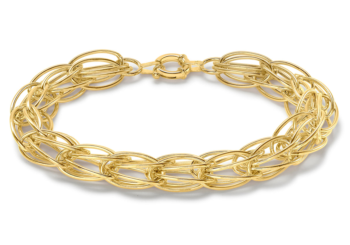 9ct Yellow Gold Oval Cage Bracelet 7.5'