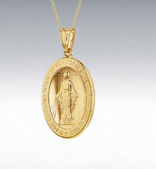9Y Holy Mary Oval Pndt 16-18"
