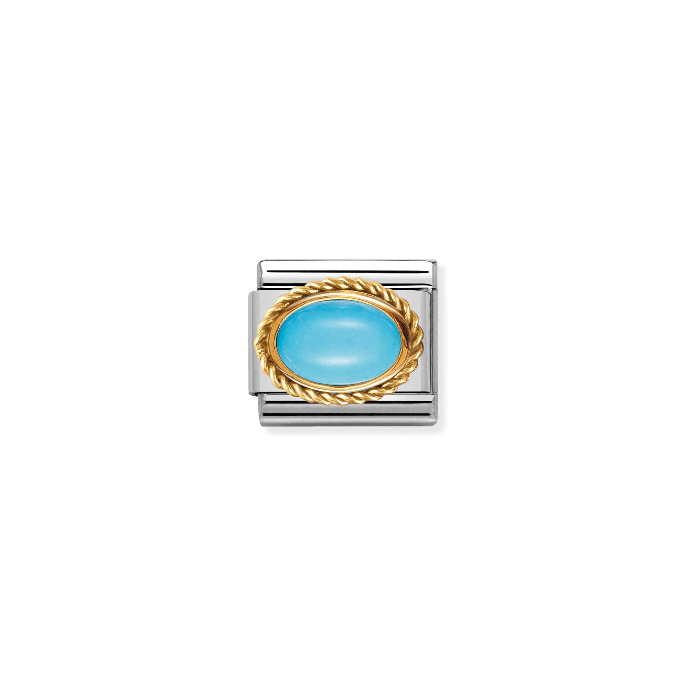 Nomination Composable Classic Oval Turquoise & Yellow Gold Charm