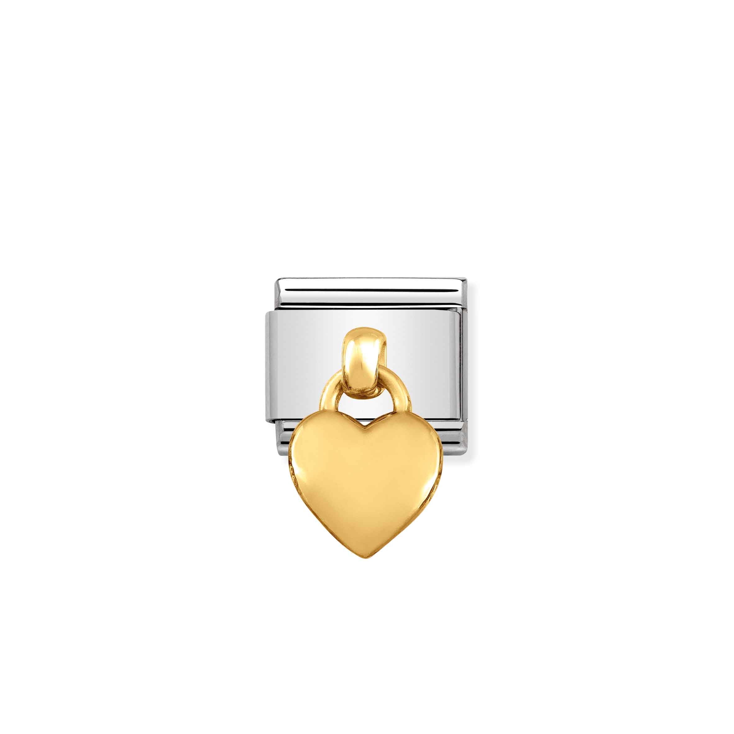 Nomination Composable Classic Heart Charm in Stainless Steel & Yellow Gold
