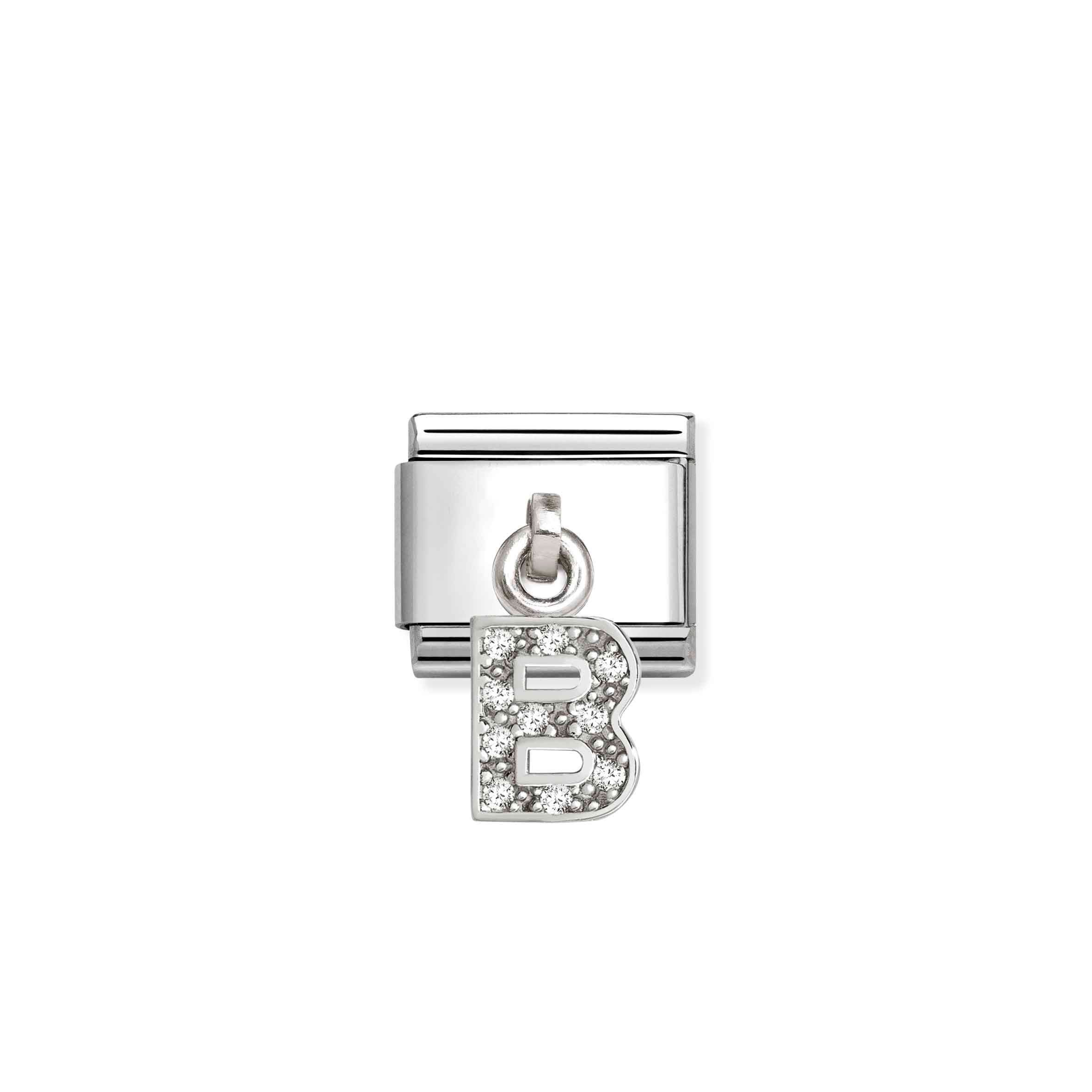 Nomination Composable Classic Letter B Charm - Stainless Steel with Cubic Zirconia