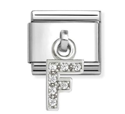 Nomination Charm Letter 'F' - Stainless Steel/Cubic Zirconia