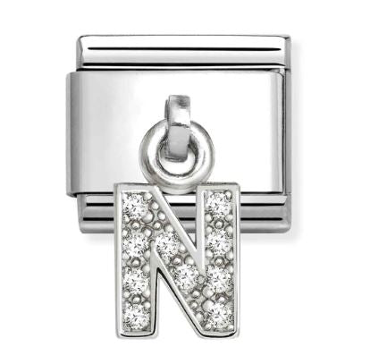 Nomination Composable Classic Letter N Charm - Stainless Steel with Cubic Zirconia