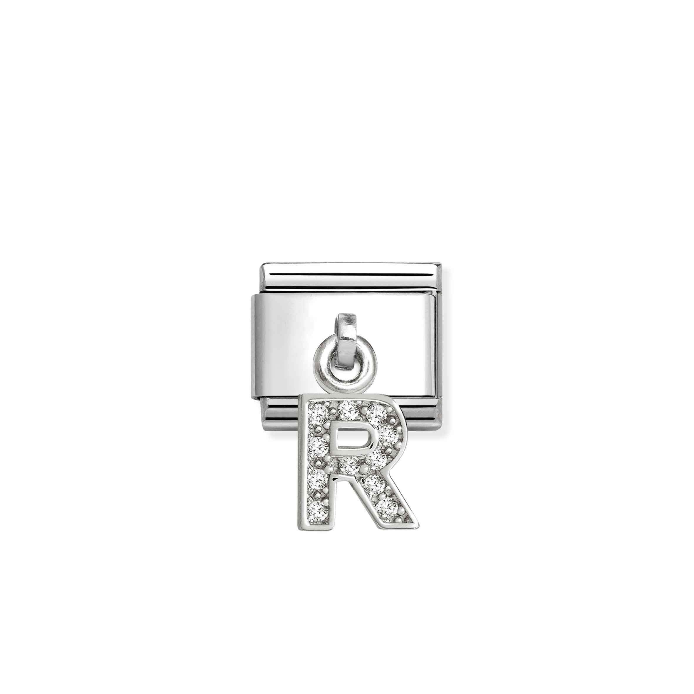 Nomination Composable Classic Letter R Charm with Cubic Zirconia