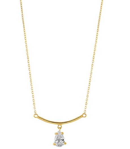 9ct Yellow Gold Cubic Zirconia Drop Bar Necklace