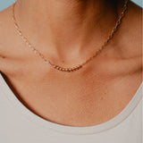 Before Dusk - Yellow Gold Plated Ball Necklace With Paper Link Chain 45cm