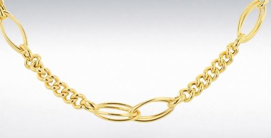 9ct Yellow Gold Fancy Curb Double Oval Link Necklace