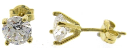 9ct Yellow Gold Cubic Zirconia Circle and Bar Stud Earrings