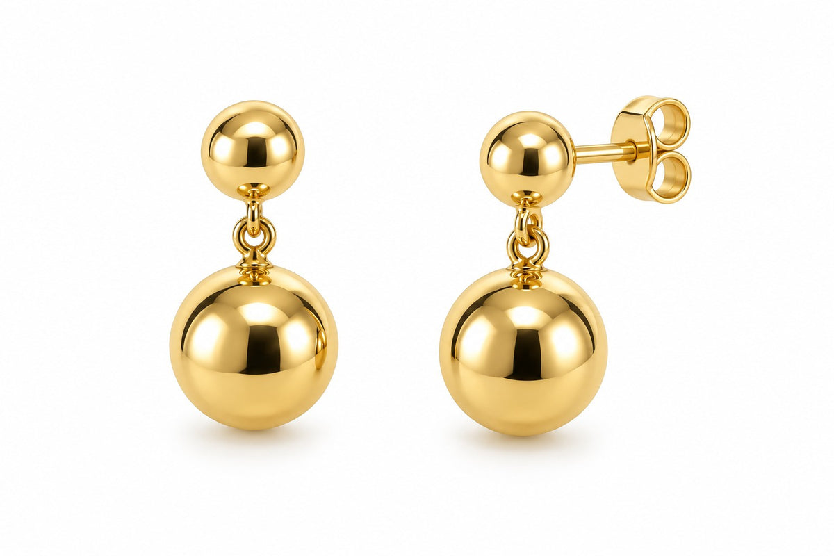 9ct Yellow Gold Ball Drop Earrings