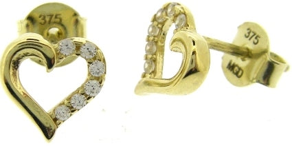 Elegant 9ct Yellow Gold Cubic Zirconia Stud Earrings