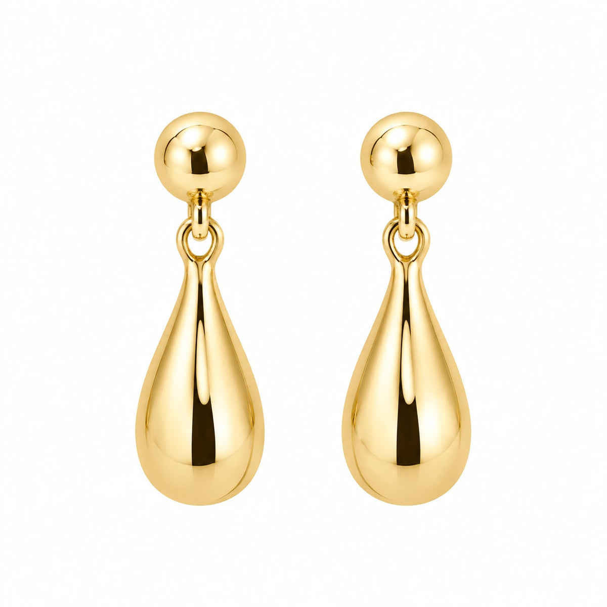 9ct Yellow Gold Teardrop Drop Earrings