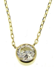 9ct Yellow Gold CZ Rubover Set Necklace