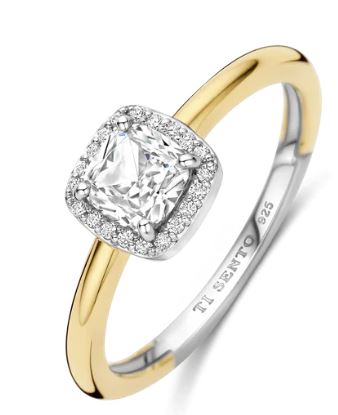 SS/YGP CZ Cush Halo Ring - 50