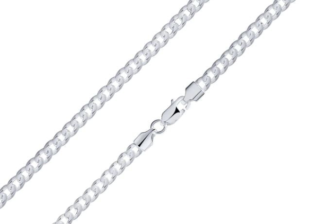 Sterling Silver 4.5 mm Curb Chain,22- inches Necklace