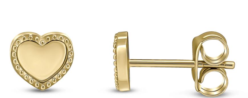 Dainty 9ct Yellow Gold Open Heart Stud Earrings