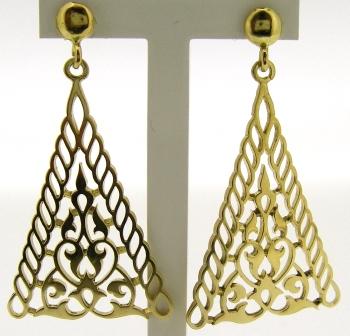 Vintage 18ct Yellow Gold Triangle Shape Drop Earrings