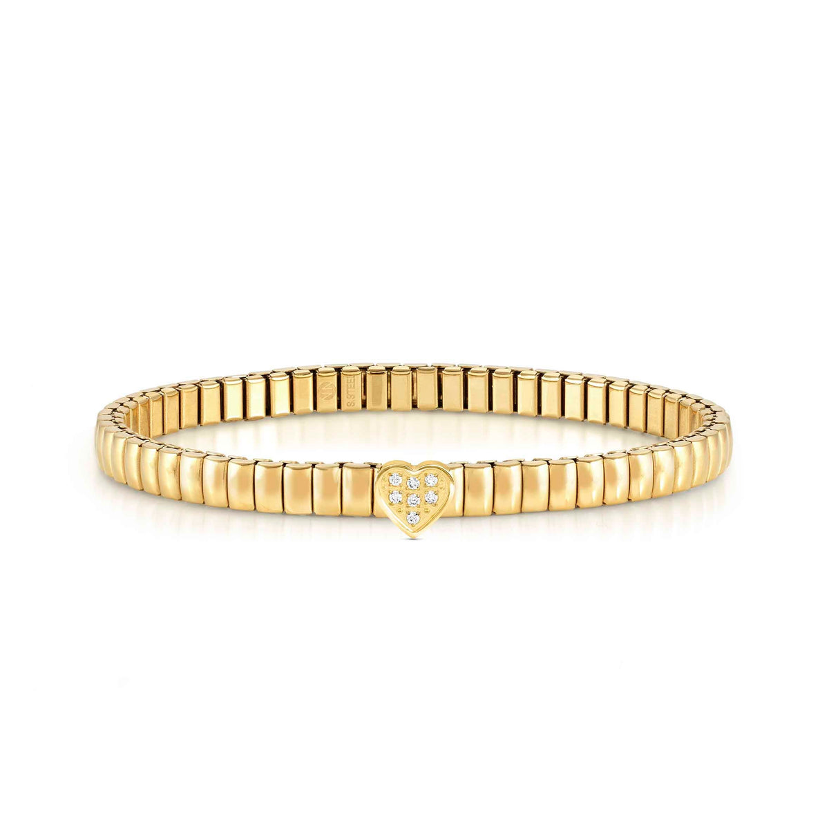 Nomination Yellow Gold PVD Plated Cubic Zirconia Heart Stretch Extension Bracelet